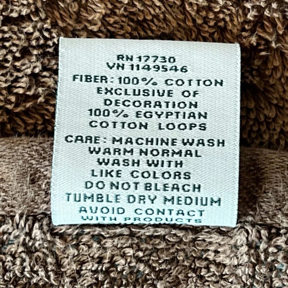 Waverly Home Bath & Hand Towels Set Cotton Embroidered Scroll Brown Blue India